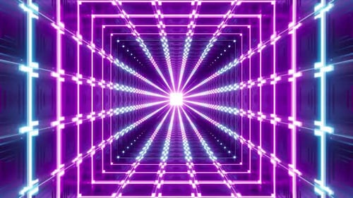 Glowing Neon Light Tunnel Passage Vj Loop
