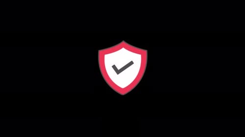 Animated Flat Design Security Shield with Checkmark Icon
