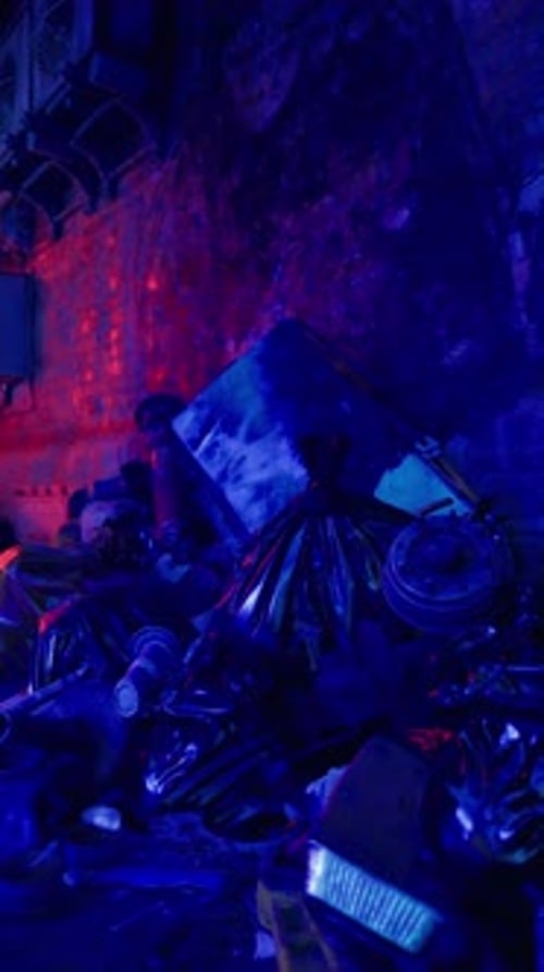 Trash Pile Next to Building