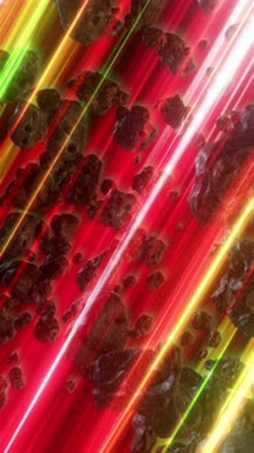 Vertical Sci Fi Floating Space Rocks On Red Pulsing Energy