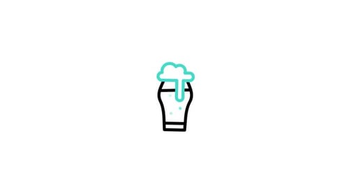 Flat Design Animated Icon of Beer Glass Filling with Foam