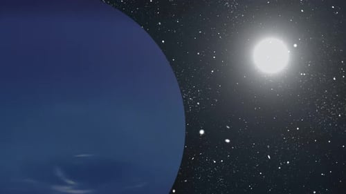 3d Realistic Sunrise Over The Neptune Planet, Neptune planet View From Space and Solar System. 1586