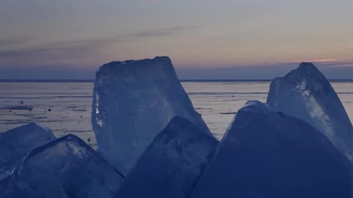 Sunset on Frozen Lake Baikal