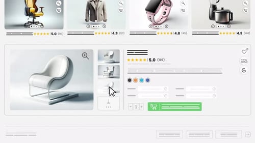 Animated Website UI for E-commerce Product Display and Shopping