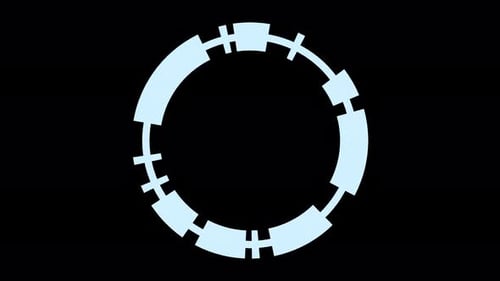 Target HUD element cyan ring moving seamless loop alpha channel 3d render. Display loading data