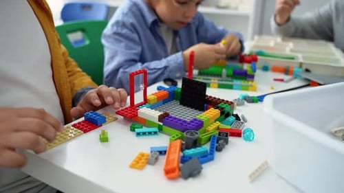 Robotics Programming Class Children Construct and Code Robot STEM Education Using Constructor