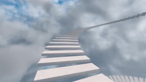 Stairs Ascending to a Door Opening in the Sky