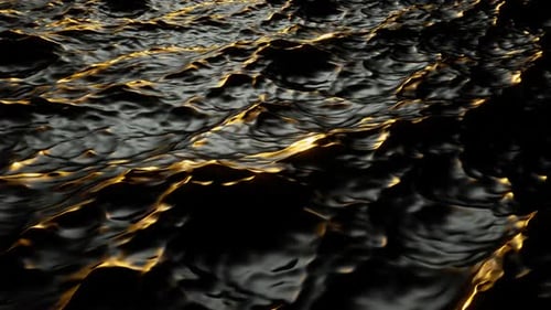 Schleifenanimation einer schwarzen Flüssigkeit mit Goldschimmer