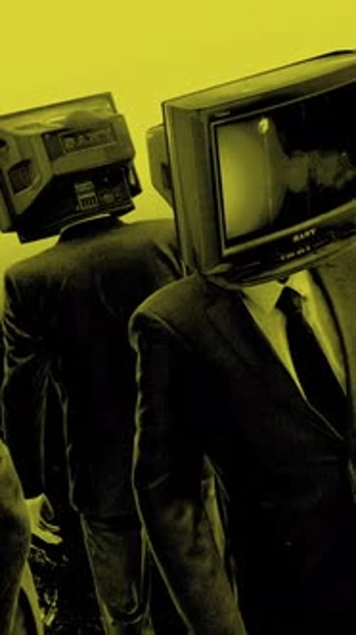 Corporate Figures with Monitor Heads: Retro Glitch Animation