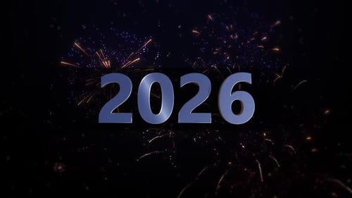 New Year Fireworks Celebration with 2026 Text Reveal