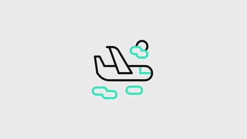 Flat Design Airplane Icon Animation for Travel and Vacation