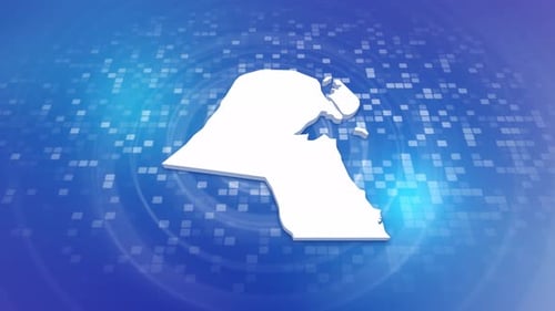 Kuwait Map Digital Outline Reveal and Fill Animation