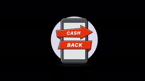 Animated Cash Back Concept on Smartphone with Flat Design