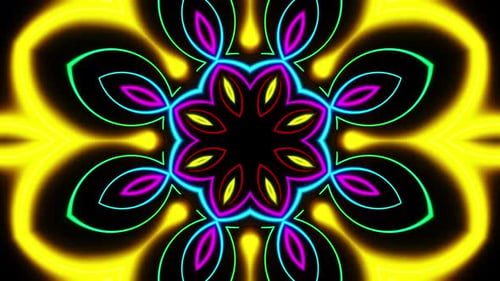 Flying through multicolored hearts painted with light. Kaleidoscope VJ loop.