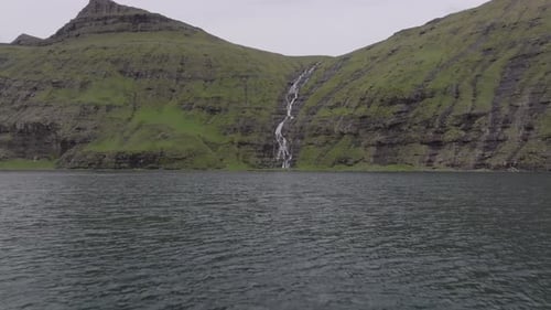 Majestic Waterfall in the Faroe Islands