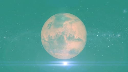 Animação do planeta Marte no espaço. 2470