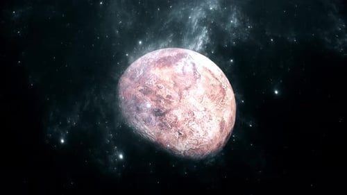 Rotating Planet in Starry Space Background