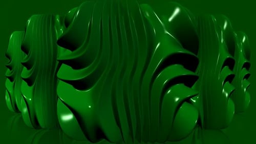 Green Background with Cubes of Plasma, Reflection, Exclusive, 3D Render, Unique Design