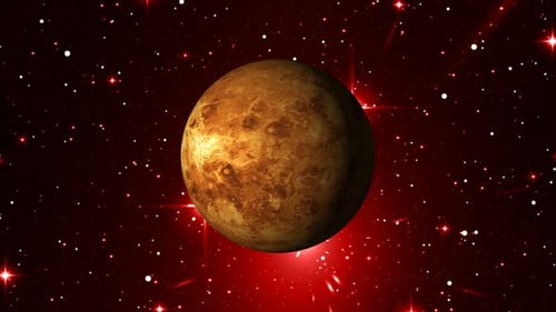 slow motion Venus planet 360 degree rotating on star and galaxy background