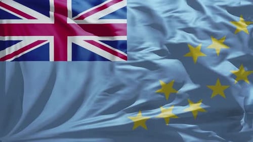Realistic Tuvalu National Flag Waving Animation