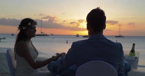 Beach Wedding Sunset Celebration Romance