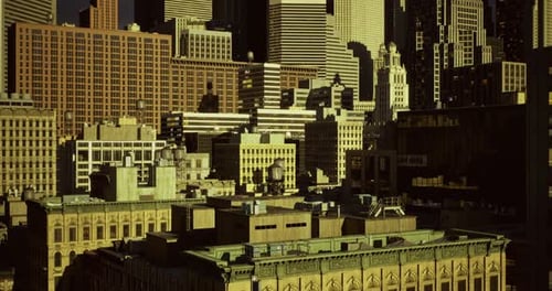 City Skyline During Golden Hour with Diverse Architecture in Urban Setting