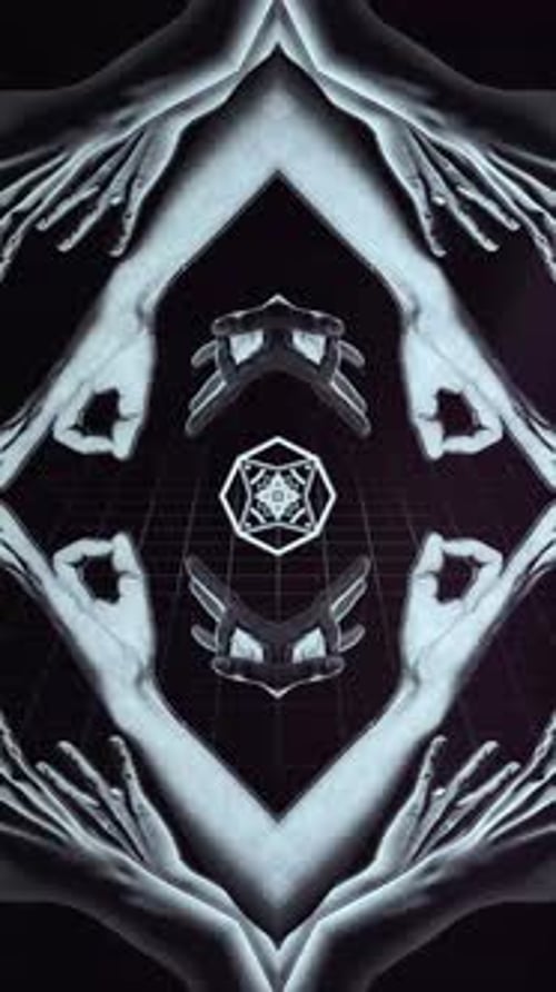 Abstract Surreal Hands Geometric Kaleidoscope Looping Background