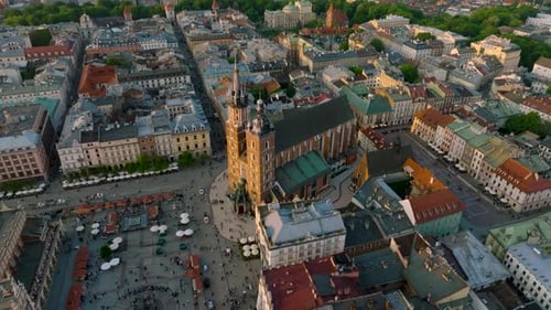 Krakow city old town aerial view