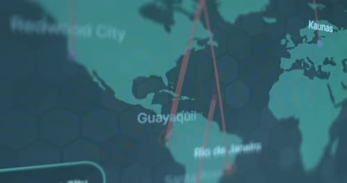 Animated Digital World Map with City Connections