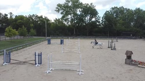 Horseback Riding in an Outdoor Arena