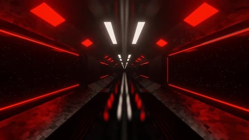 Red And White Sci-Fi Spaceship Corridor Background Vj Loop In HD