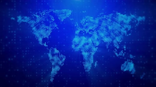 World Map Animation World Map with Node and Line Connection Worldwide Business Navigation