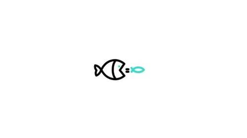 Minimalist Fish Eating and Growing Animation