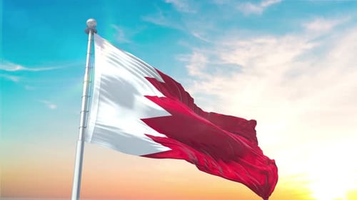 Bahrain National Flag Waving in Realistic 3D Animation