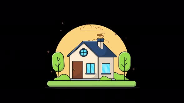 Flat Design Animated House Building Illustration Reveal, Elements ...