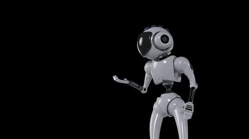 Futuristic 3D Robot Presenting Information Animation