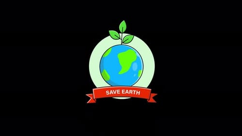 Animated Flat Design Save Earth Icon