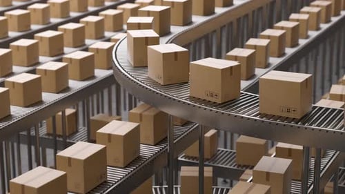 Automatisiertes Lagerfördersystem zur Verteilung von Pappkartons