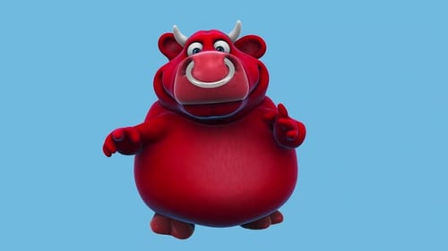 Fun 3D cartoon bull dancing (with alpha channel)