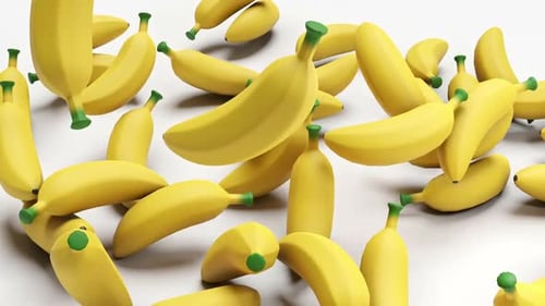 Modern Animated Bananas Falling and Accumulating