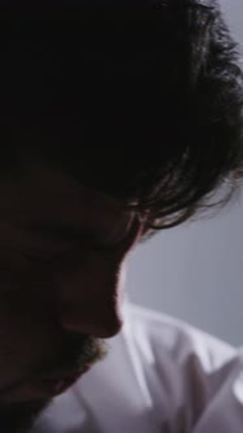 Close Up Of Man Singing, Opens Mouth