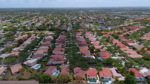 Drone View of Suburb in Miami Elements of Florida Suburbs Real Estate Drone Shot