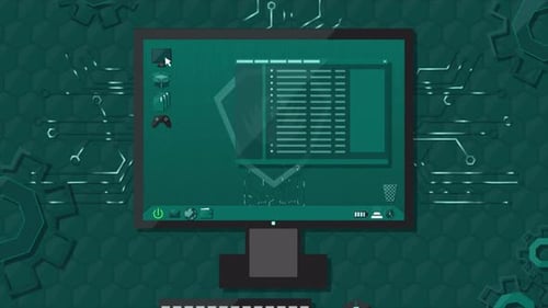 Animated Flat Design Desktop Computer UI
