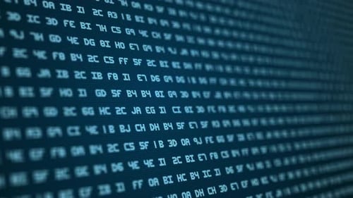 Futuristic Scrolling Hexadecimal Code Data Loop Background
