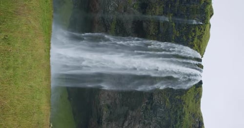Seljalandfoss Waterfall Iceland in Rainy Moody Weather