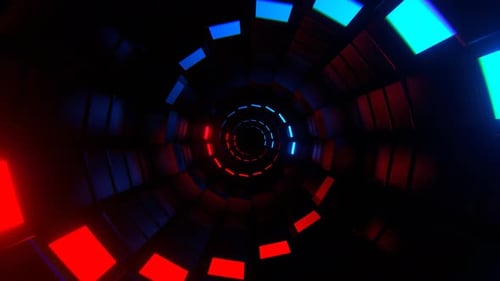 Red And Blue Neon Spiral Screens Tunnel Background Vj Loop In 4K