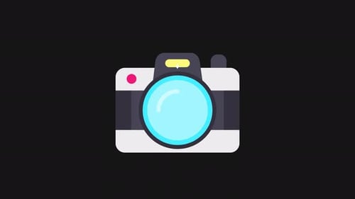 Animated Flat Design Camera Icon Reveal