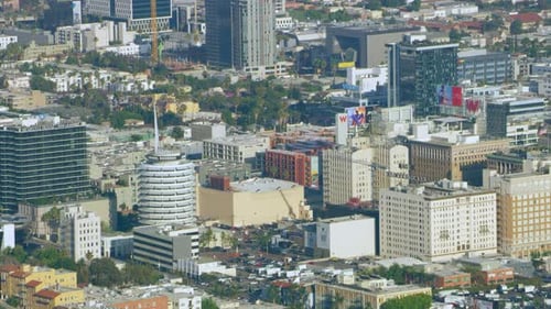 Los Angeles, California, USA - Circa 2018: Aerial View Busy City On