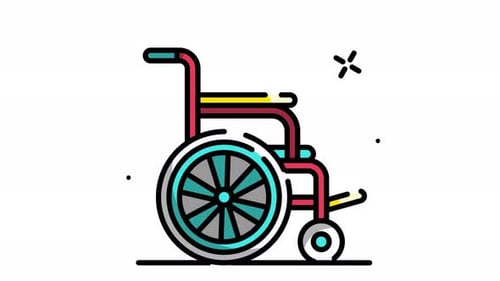 Animated Wheelchair Line Icon with Modern Color Fill