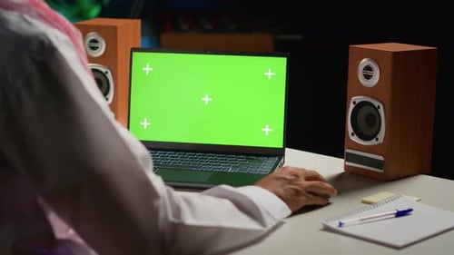 Man Sending Emails From Mockup Device
